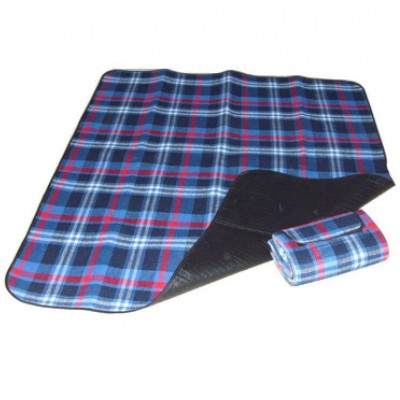 Outdoor Blue Grid Pattern Portable Waterproof Picnic Foldable Blanket For Family,Camping(RSC-7009)